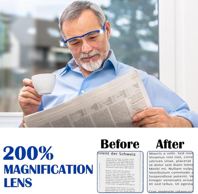 Gafas Lupa de aumento 200% Bloqueo Luz Azul