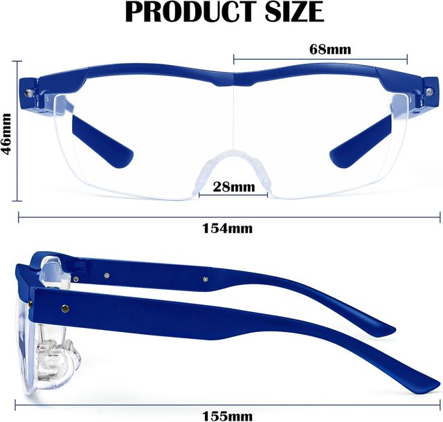 Gafas Lupa de aumento 200% Bloqueo Luz Azul