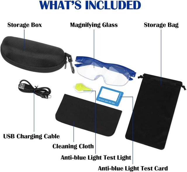 Gafas Lupa de aumento 200% Bloqueo Luz Azul