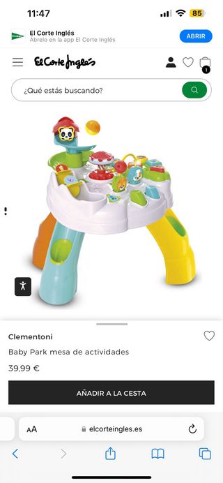 Mesa de actividades bebé