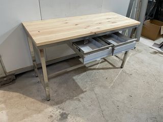Mesa diseño para cocina acero y madera 