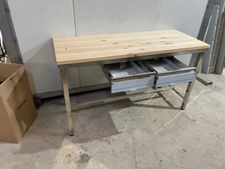 Mesa diseño para cocina acero y madera 