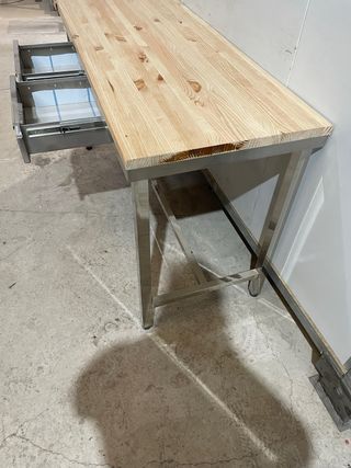 Mesa diseño para cocina acero y madera 