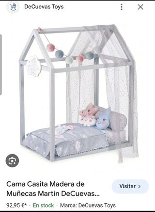 Cama Casita Madera de Muñecas