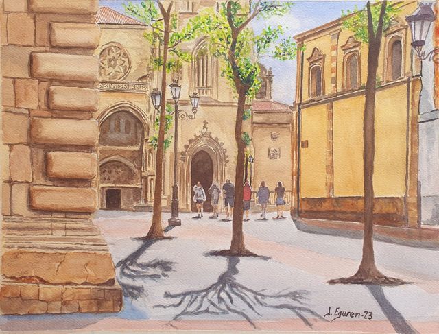 Cuadro de Oviedo acuarela 30x40