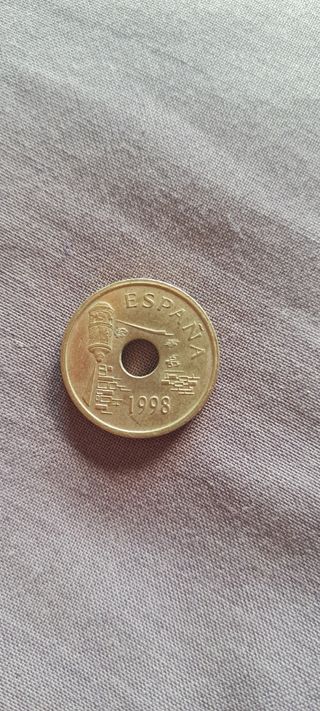 Moneda 25 pesetas agujero  1998 españa