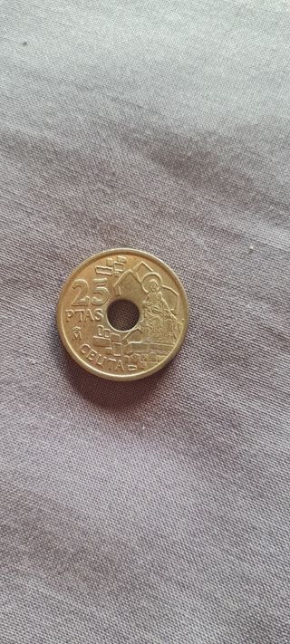 Moneda 25 pesetas agujero  1998 españa