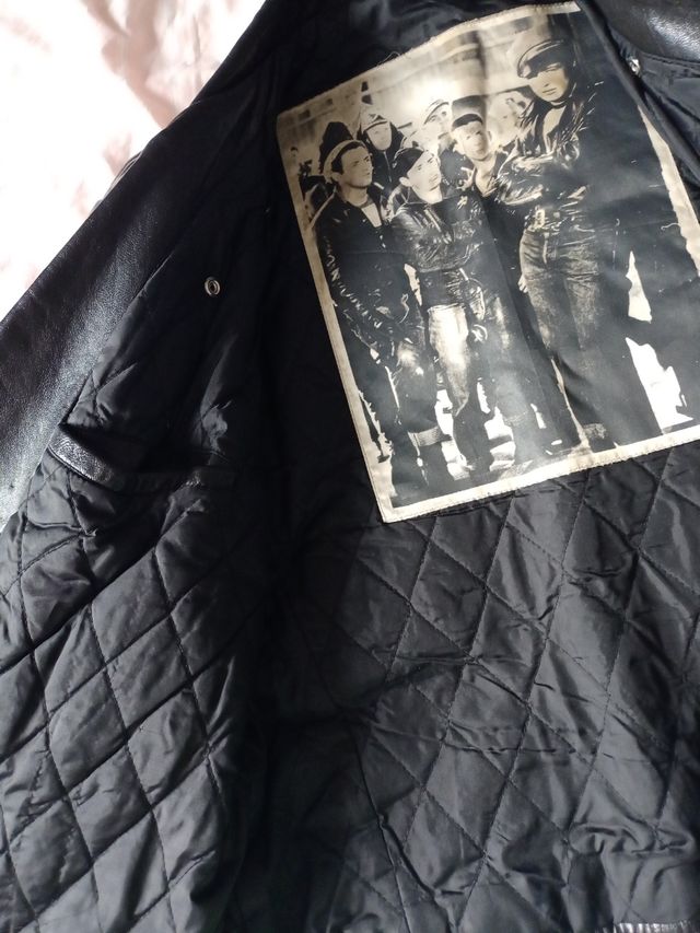 Cazadora moto cuero, negra Marlon Brando