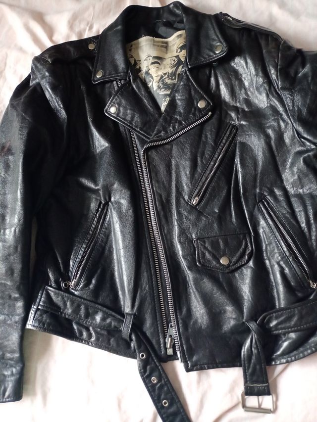 Cazadora moto cuero, negra Marlon Brando