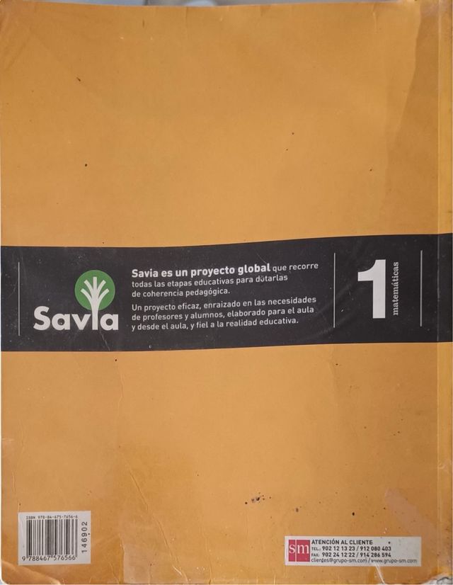 Libro de matemáticas.  Primero de Bachiler