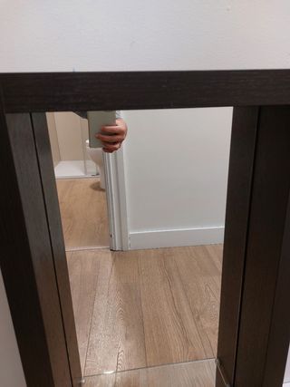 Estanteria espejo marrón con balda de cristal