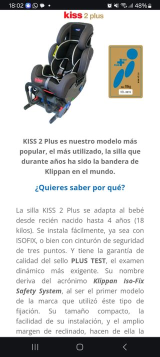 Silla de coche Klippan Kiss 2 Plus