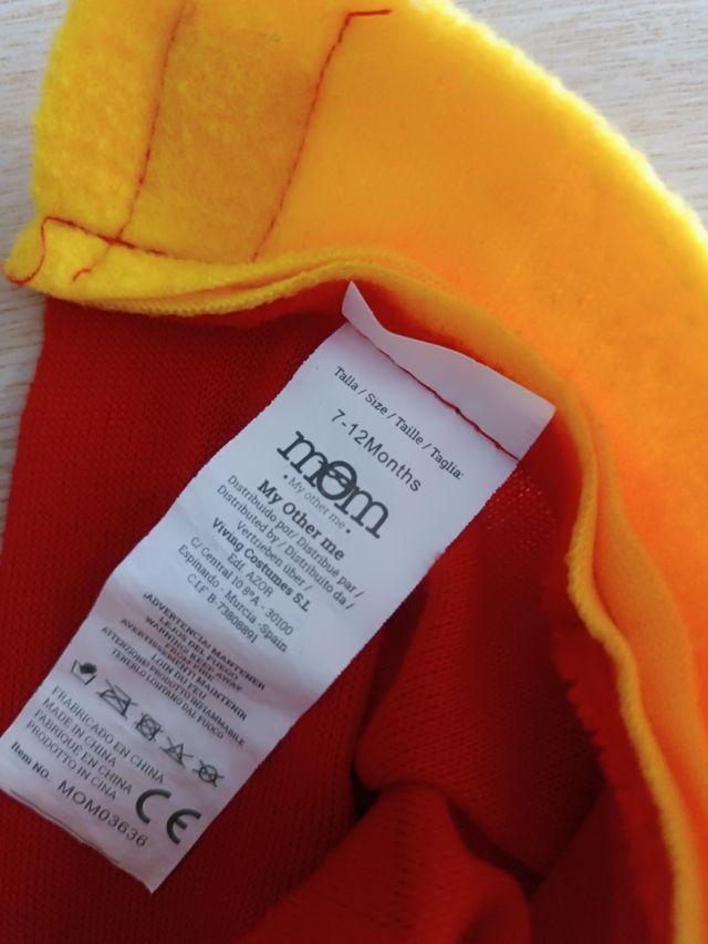 Disfraz diablo bebe 7-12 meses