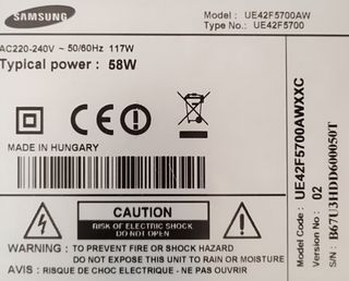 DESPIECE TV SAMSUNG UE42F5700AW.