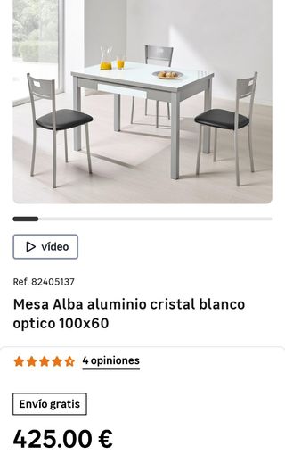 Mesa cocina cristal extensible