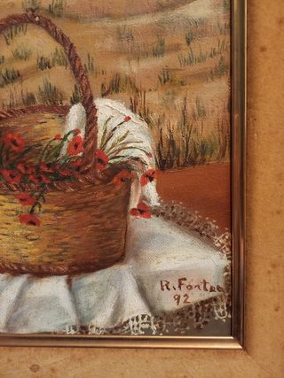 Cuadro cesta amapolas