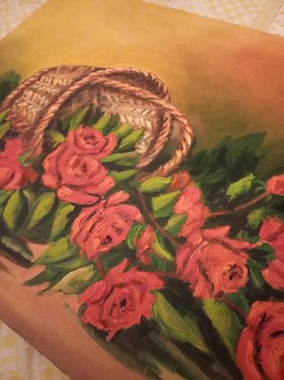 Cuadro cesta con rosas