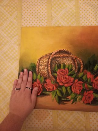 Cuadro cesta con rosas