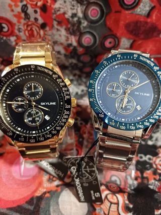 Conjunto relojes chapado oro y acero 