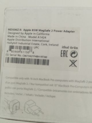 Apple 85w Magsafe 2 power adapter. 