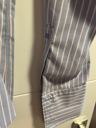 Camisa con puño para gemelos azul y rosa