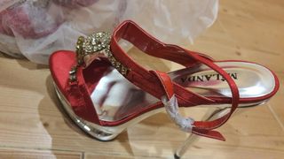 Sandalia roja tacon plataforma t 38 sin