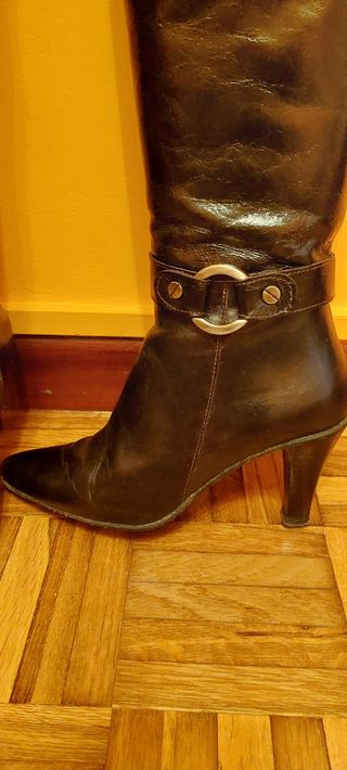 Botas altas piel marron