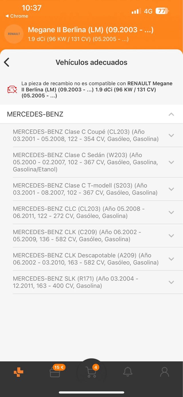 Barra oscilante de suspencion de ruedas MB