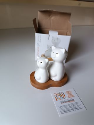 sale e pepe a forma di gatto in porcellana