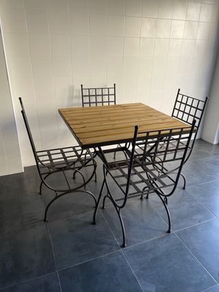 Mesa jardin patio exterior forja