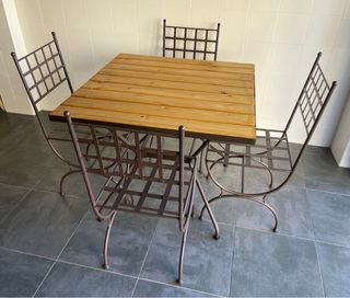 Mesa jardin patio exterior forja