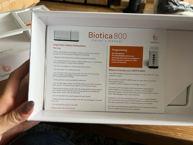 Purificador de aire Biotica 800 de Betterair