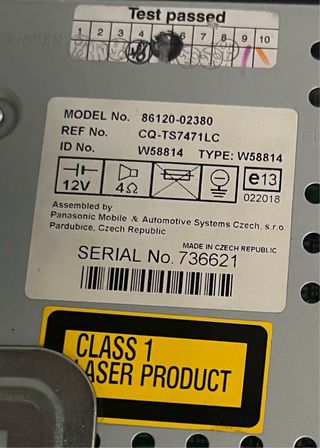 Radio de coche Panasonic.