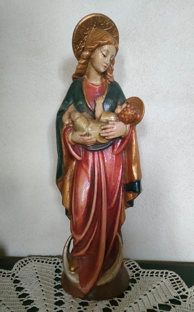 Madonna col Bambino legno policromo h 29