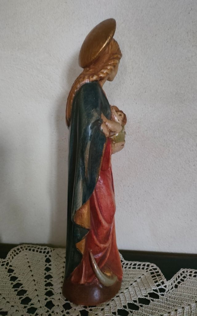 Madonna col Bambino legno policromo h 29