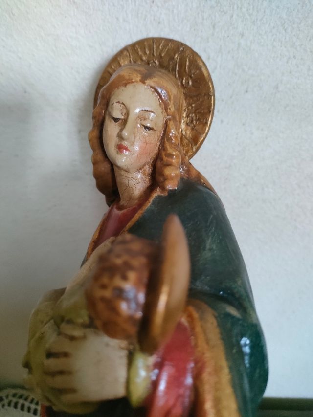 Madonna col Bambino legno policromo h 29