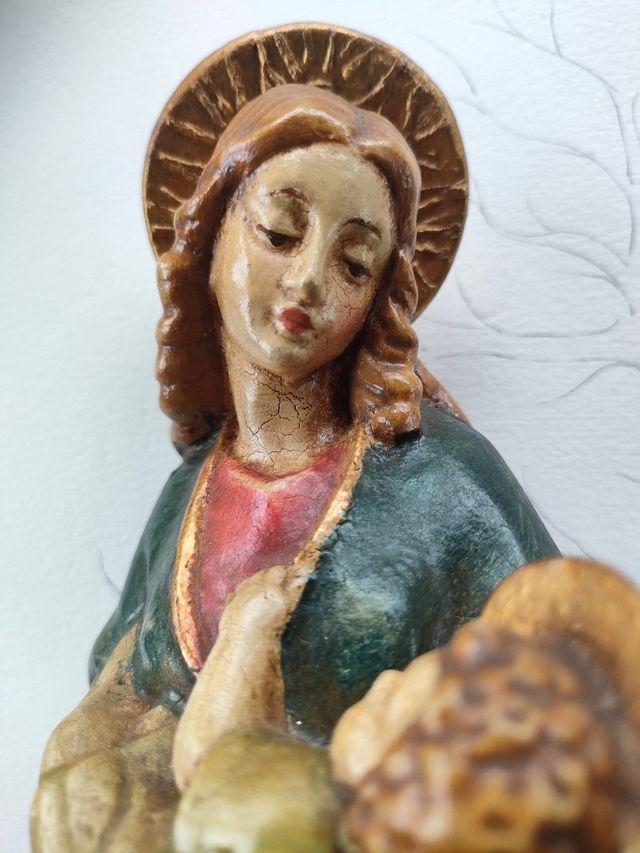 Madonna col Bambino legno policromo h 29