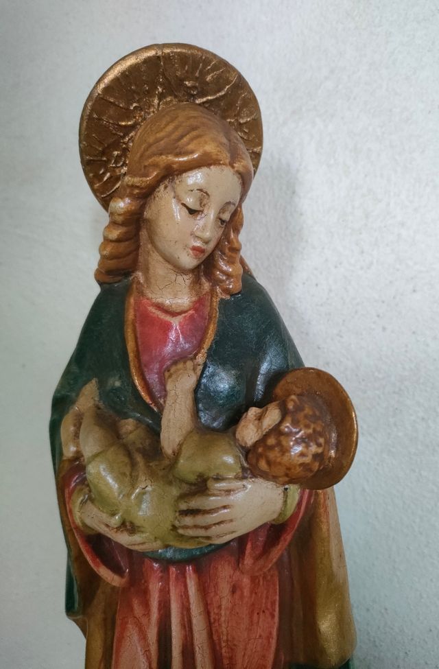Madonna col Bambino legno policromo h 29