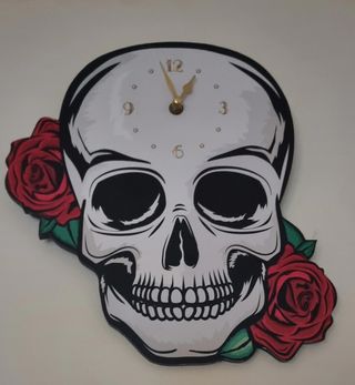 relogio de parede caveira mexicana