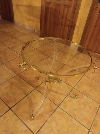 Mesa auxiliar de cristal vintage