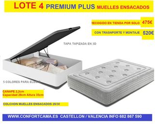 Canapé abatible con colchon Muelles Ensacados alto