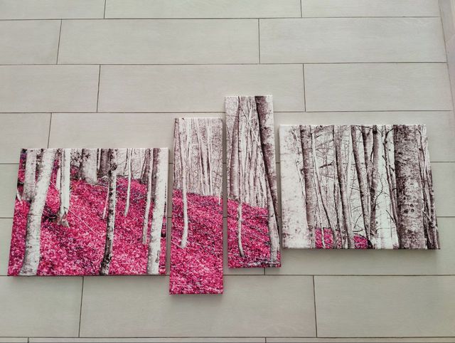 Cuadro composición bosque lila (4 piezas)