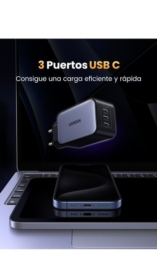 Cargador 65w 3 usb C