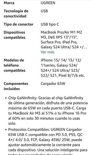 Cargador 65w 3 usb C