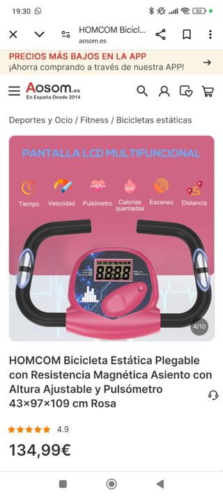 Bicicleta estática plegable 