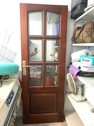 Puerta de roble y cristal biselado para salón