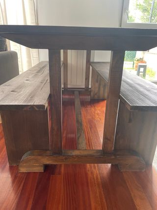 conjunto mesa comedor y bancos