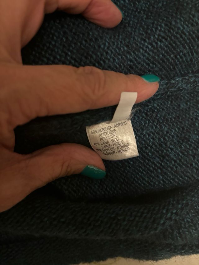 Maglione verde petrolio collo ad anello