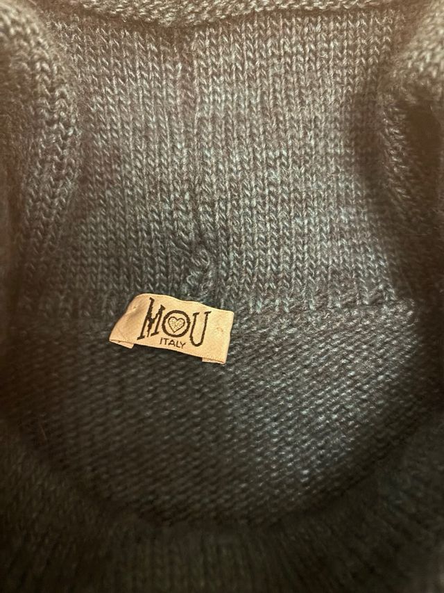 Maglione verde petrolio collo ad anello