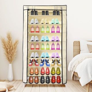 Armario Beige Tela Zapatero Bolsillo 160x88 NUEVO